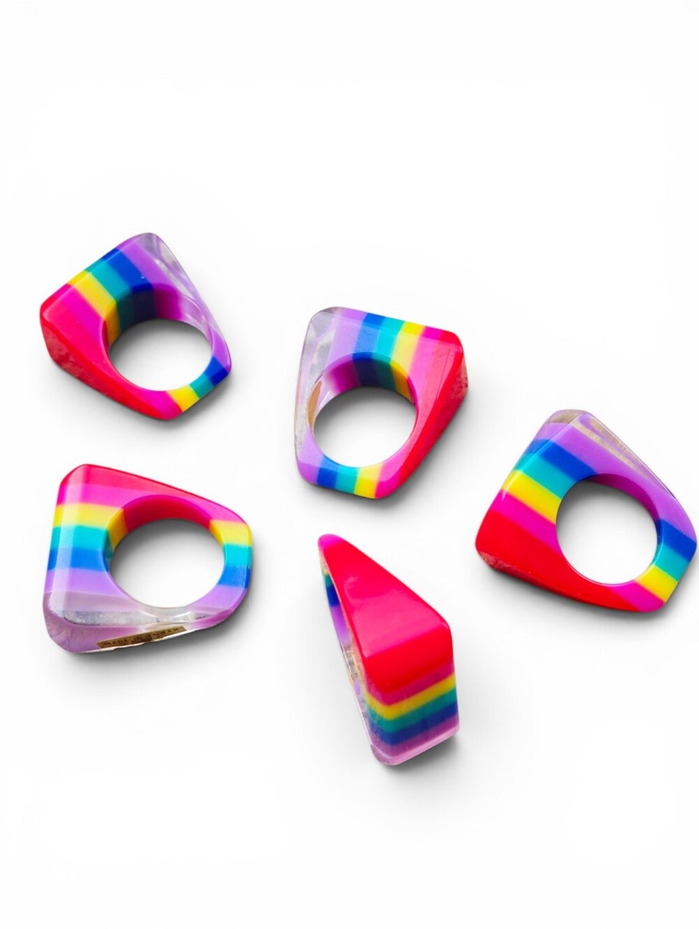 Lucite Dopamine Rainbow Striped Ring (1)